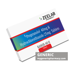 Generic Inderide (tm) Propranolol + Hydrochlorothiazide 40-25, 80-25mg