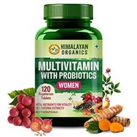 Himalayan Organics Multivitamin with Probiotics for Women (120 Pills) 60 + Natural Extracts, Essential Vitamins & Minerals, Vitamin D3, B12, Calcium, Curcumin & Biotin