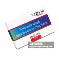 Generic Inderide (tm) Propranolol + Hydrochlorothiazide 40-25, 80-25mg